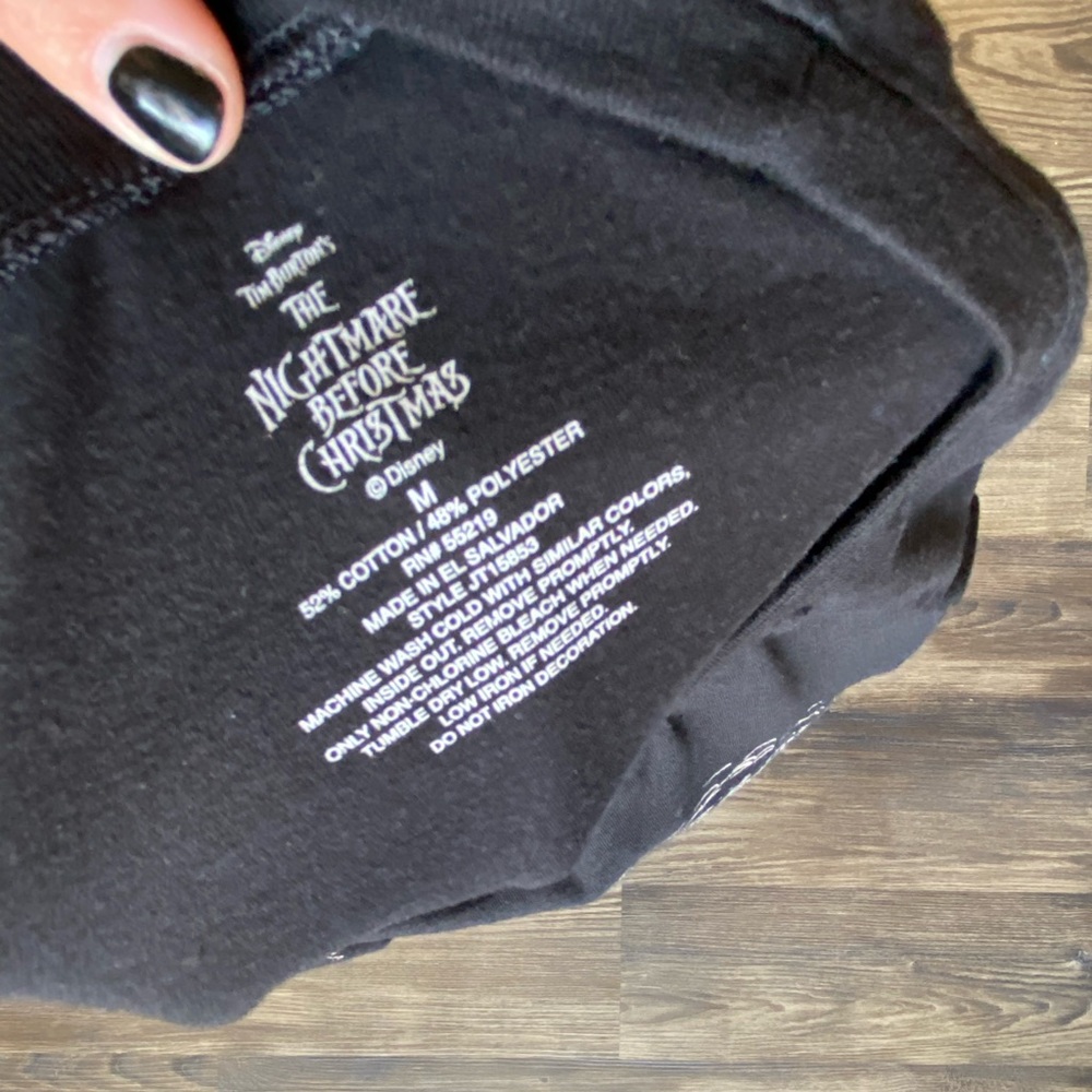 Juniors Jack Skellington Nightmare Before Christmas Black Long Sleeve T-Shirt - Picture 3 of 3